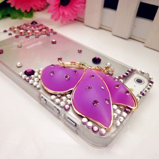 3D Bling Shiny Purple Crystal Butterfly Fairy Angel Case Cover for 