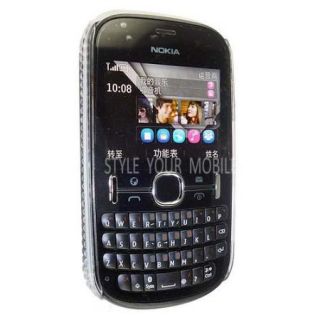 For Nokia Asha 200 201 Pink Butterfly Silver Diamond Bling Hard Gem 