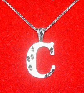 Silver Pendant Charm Jewelry Initial Letter C Diamond