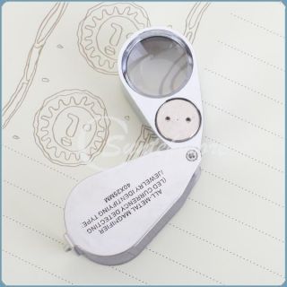 Retractable Illuminated Jewelers Loupe Magnifier 40X Magnifying w/ LED 