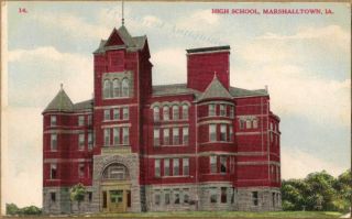1909 Marshalltown Iowa High School Building Postcard