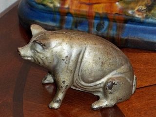 EARLY ORIGINAL CAST IRON STILL FIGURAL PIG BANK BY A C WILLIAMS