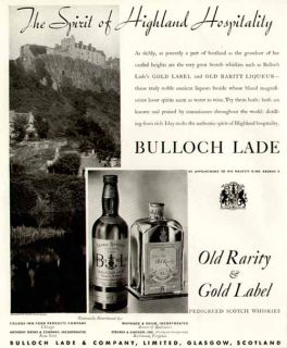 1935 Bulloch Lade Old Rarity Gold Label Scotch Ad
