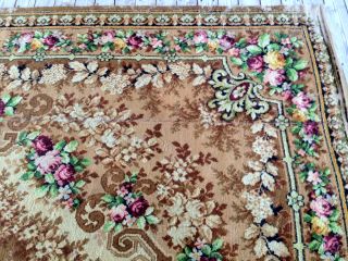 9x11 Antique Floral Cabbage Rose Oriental Wool Rug Axminster 1910 