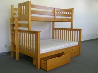 Bunk Bed   Tall Twin over Full Mission Honey with Side Ladder and 2 