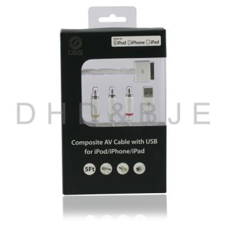 AV USB TV Out Composite Cable iPhone 3GS 4G iPad iPod