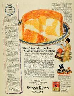 1926 Ad Swans Down Cake Flour Angel Sponge Cake Recipe   ORIGINAL 