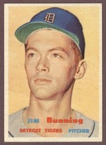 crease free 1957 topps baseball 338 jim bunning rc