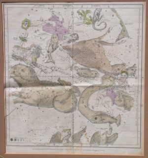 1835 Burritt Huntington Map of the Constellations or Stars in October 