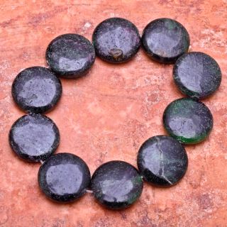 20x6mm Natural Ruby Zoisite Gemstone Button Beads 9pcs