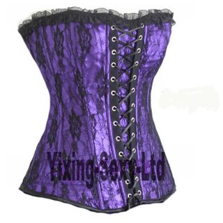   NWT Purple Womens Sexy Corset Top Lace Bustiers Sets Lingerie G String