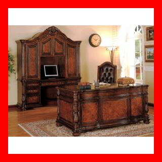   Formal Cherry Brown Solid Wood Executive Office Desk Furniture