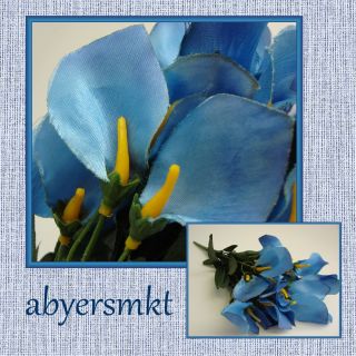    Calla Lily Silk Flowers Artificial BLUE LILIES wedding arrangements