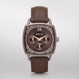 Relic by Fossil Brown Glitz Aubrey Leather Chronograph Watch ZR15665 $ 