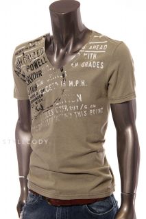 Calvin Klein Jeans New Mens Vintage Graphic V Neck Tee T Shirt Sand 