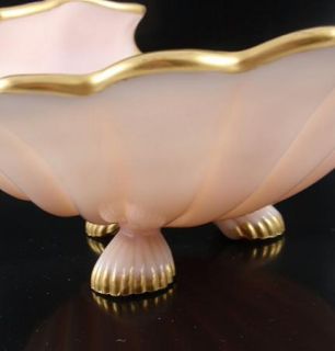 Cambridge Crown Tuscan Seashell 3 Toed 10 Bowl w Gold