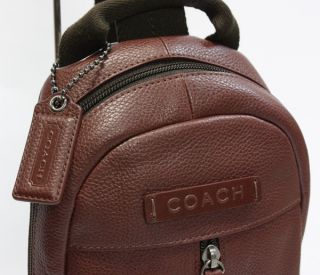 Coach Camden PEBBLED Leather Cognac Brown Sling Utility Bag Backpack 