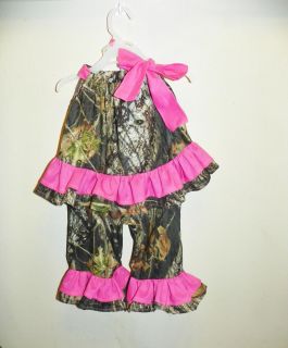 Mossy Oak Camo Camouflage Toddler Girl Outfit Set Pink Shirt Top Pants 