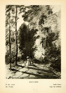 1925 Rotogravure Camille Pissarro French Impressionism Art Wooded Path 