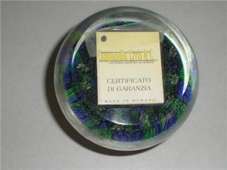 Campanella Livio Co Millefiori Flower Murano Glass Paperweight Signed 