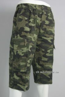 New Mens Long Cargo Army Camo Combat Shorts 9 Pockets