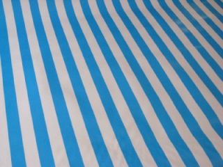 Aqua Blue Cabana Stripe Retro Vinyl Oilcloth Fabric BTY