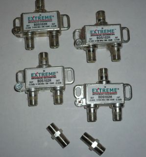 4x 2 WAY CABLE SPLITTER ANTRONIX COAXIAL TV + 2x CABLE WIRE 