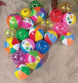   25 pc BEACH BALL ASSORTMENT inflatable Swimming pool party favors LUAU