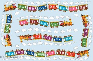 3x5 ABC Rug Kids Educational Train Alphabet Design Sky Play 39x58 
