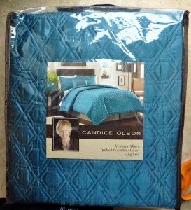 NIP $149 Candice Olson Ventura King Teal Blue Coverlet Duvet Cover 