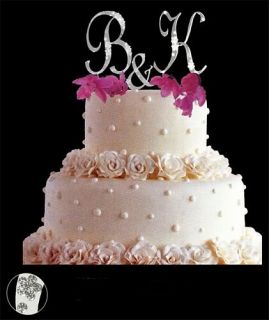 piece monogram cake topper set with swarovski crystals