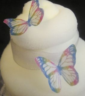 24 Small Rainbow Edible Butterfly Cupcake Decorations
