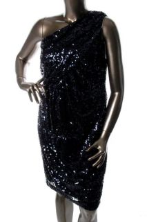 Calvin Klein New Black Sequined One Shoulder Cocktail Evening Dress 