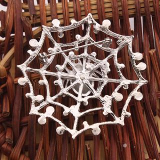 New Unique Crystal Rhinestone Spider Web Shape Brooch