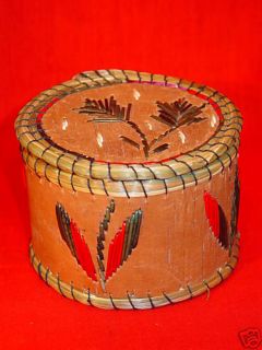 Canadian Native Indian Birch Bark Quill Basket