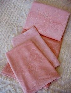 Butterfly Peach Cannon Royal Family Label Towels 2 Bath 2 Hand 
