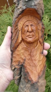    CARVING SPIRIT NATIVE AMERICAN INDIAN head dress 912 made in Canada