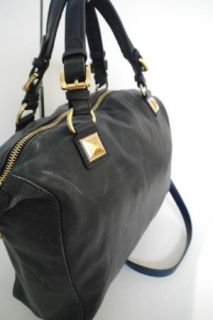 Michael Kors Calista Large Navy Blue Leather Satchel Handbag