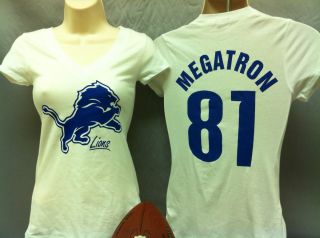 Sm L Womens Detroit Lions shirt Ladies Calvin Johnson girl tshirt tee 