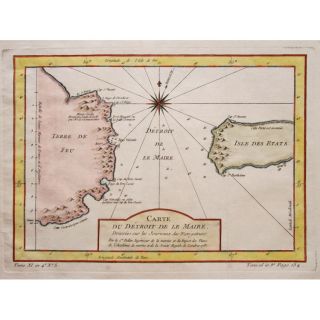 argentina tierra de fuego antique map bellin 1753