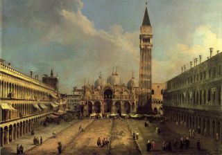 Canaletto Painting Repro Piazza San Marco Looking East Along The 