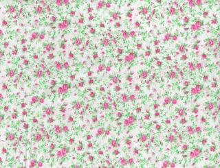 Quilt Quilting Fabric Calico Print Floral White Pink Green Cotton BTY