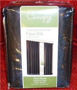 Canopy Faux Silk Lined Interlined Drapery Panel 54x84 Charcoal 2 Ways 