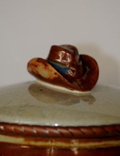 Canyon Ranch Collection Cowboy Hat Striped Cookie Jar Ceramic Hand 