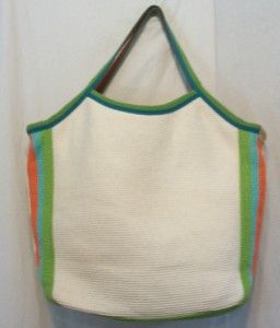 White Cappelli Straworld Lined Tote Beach Bag Purse New Large 13x5x14 