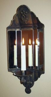    Vintage Metal Tin Mirror WALL CANDLE HOLDER SCONCE Light Reflectors