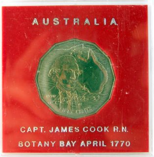 1970 50c Captain Cook Bicentenary Coin in Hard Case