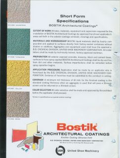 1962 B B Chemical United Shoe Machinery Bostik Coatings Catalog 