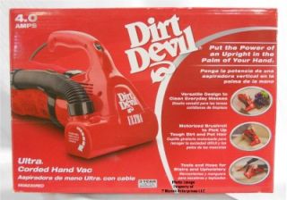 Dirt Devil Ultra Hand Vac M08230 Red Vacuum Cleaner Motorized 