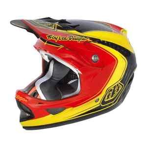 Troy Lee Designs D3 Carbon Fiber Helmet Mirage Red Yellow Size Small 